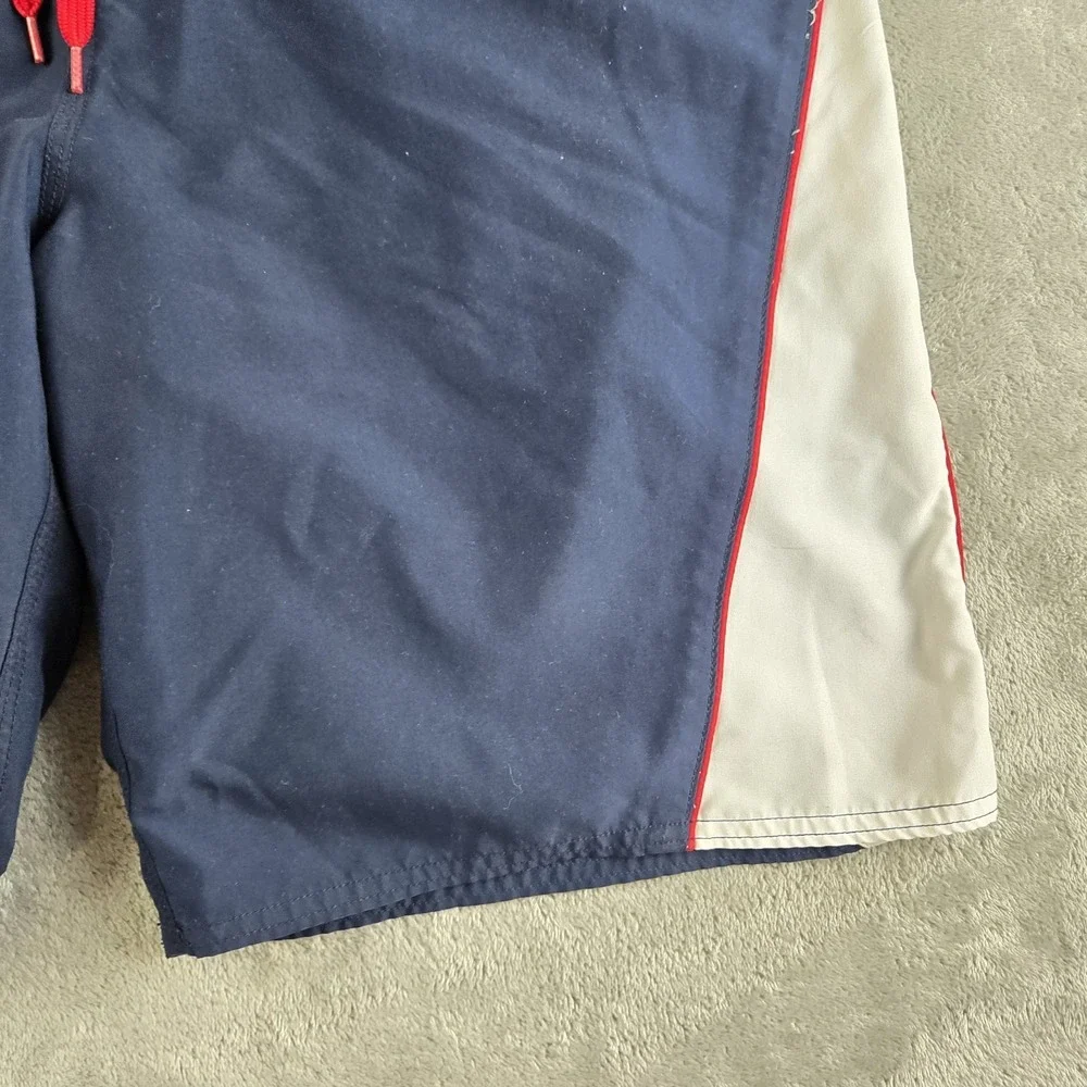 Old Navy Board Shorts Mens Large Navy Blue White Drawstring Swim Surf Heavy Duty